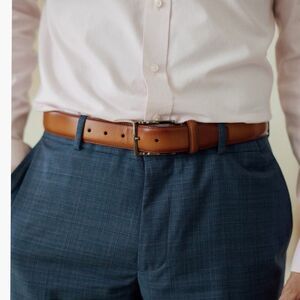 NWT Nordstrom Marco Burnished Leather Belt in Cognac color Size 46